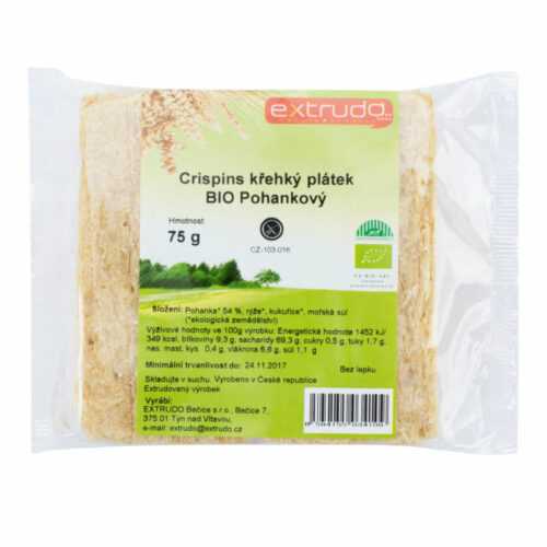 Chlebíček pohankový Crispins bezlepkový 75 g BIO   EXTRUDO Extrudo