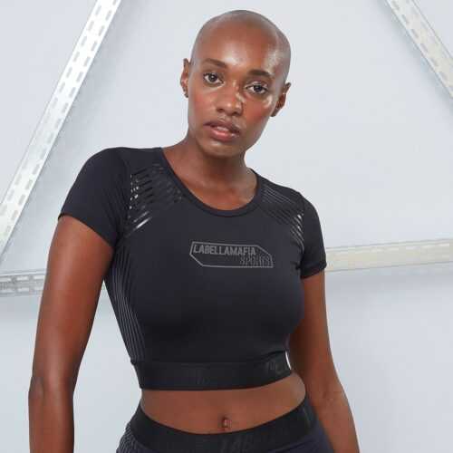Dámské tričko CropTop Techwear Vibes Black M - LABELLAMAFIA LABELLAMAFIA