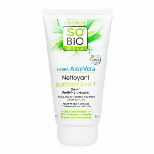 Gel čisticí 3v1 Aloe vera pro smíšenou až mastnou pleť 150 ml BIO   SO’BiO étic So’Bio étic