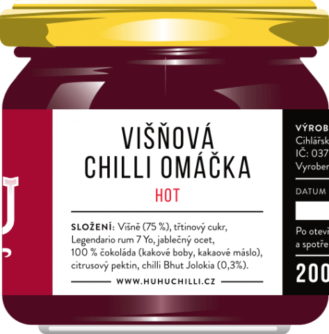 HuhuChilli Višňová chilli omáčka Hot 200 ml