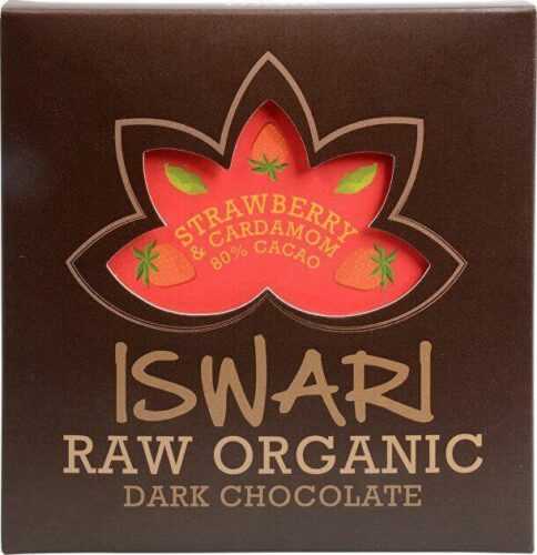 Iswari Čokoláda Strawberry - Cardamom 80 % BIO RAW 75 g