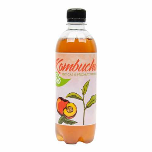 Kombucha bílý čaj s příchutí broskve 500 ml BIO   STEVIKOM Stevikom