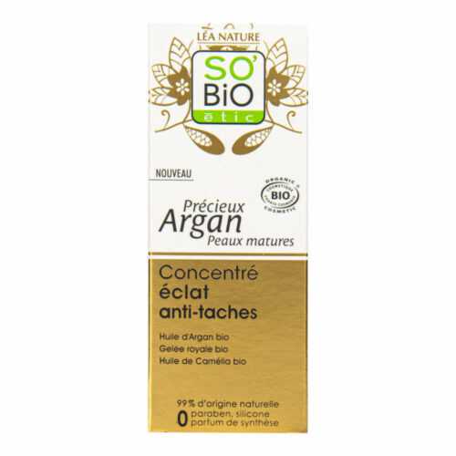 Koncentrát rozjasňující proti pigmentovým skvrnám GOLD 40 ml BIO Precieux argan   SO’BiO étic So’Bio étic