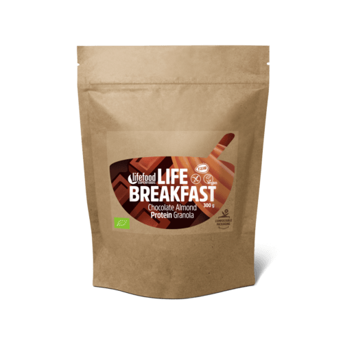 Lifefood Life Breakfast Čokoládová snídaňová granola s proteinem a mandlemi BIO RAW 230 g