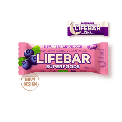 Lifefood Lifebar Superfoods Borůvková s quinoou BIO RAW 47 g - expirace