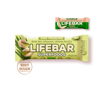 Lifefood Lifebar Superfoods Chia semínka a pistácie BIO RAW 47 g