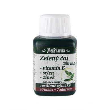 MedPharma Zelený čaj + vit E + vit C + zinek + selen 37 tablet