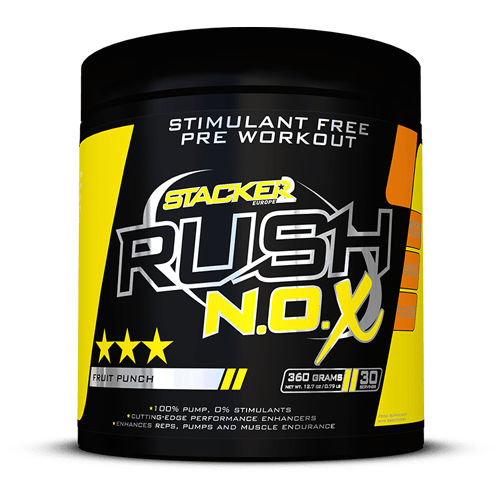 Předtréninkový stimulant Rush N.O.X 360 g ovocný punč - Stacker2 Stacker2