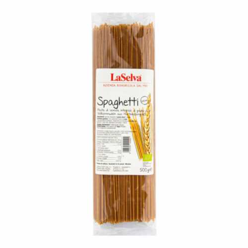Špagety pšeničné celozrnné semolinové 500 g BIO   LA SELVA LaSelva