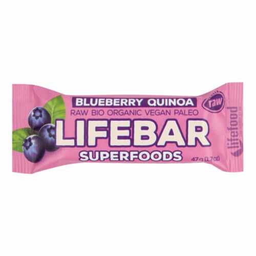 Tyčinka Lifebar borůvková s quinoou 47 g BIO   LIFEFOOD Lifefood