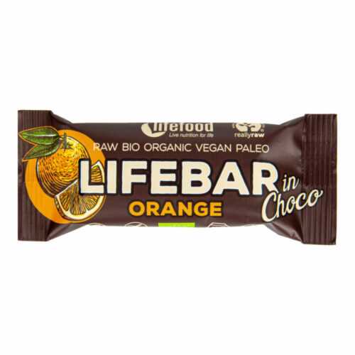 Tyčinka Lifebar pomeranč v čokoládě 40 g BIO   LIFEFOOD Lifefood