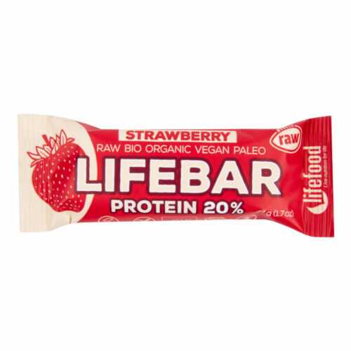 Tyčinka Lifebar protein jahodová 47 g BIO   LIFEFOOD Lifefood