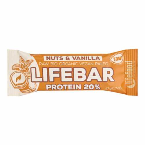 Tyčinka Lifebar protein oříšková s vanilkou 47 g BIO   LIFEFOOD Lifefood