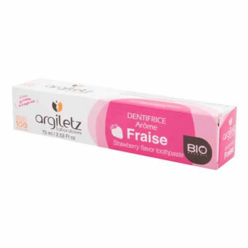 Zubní pasta pro děti s bílým a růžovým jílem jahoda 75 ml BIO   ARGILETZ Argiletz