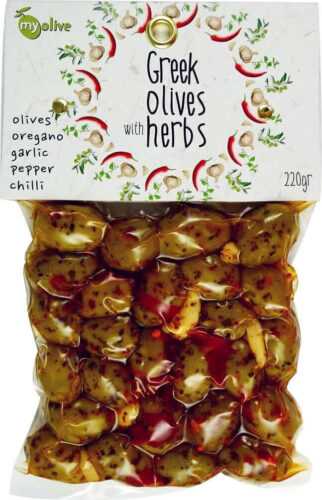 my olive Marinované olivy v koření a česneku