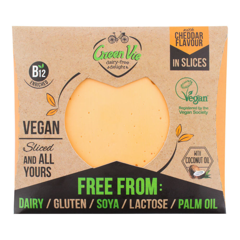 Veganská alternativa sýru cheddar plátky 180 g   GREENVIE Greenvie