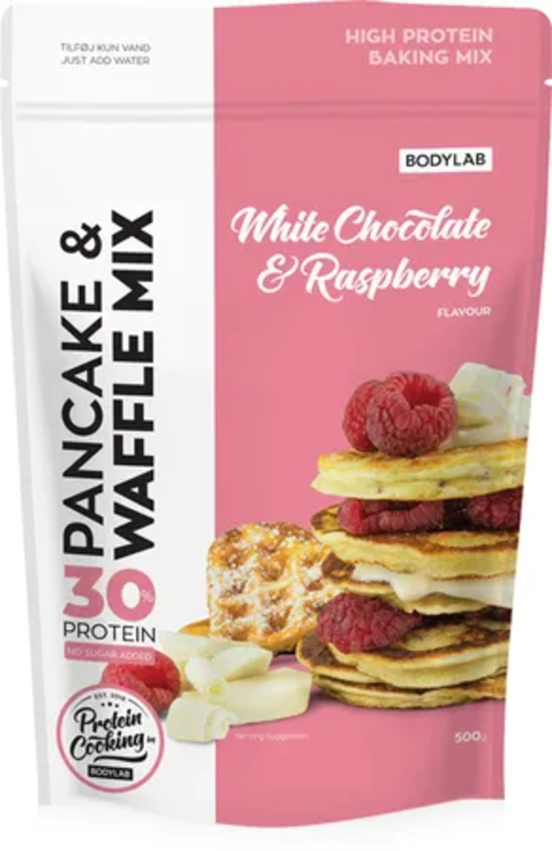 Bodylab High Protein Pancake & Waffle Mix 500 g - bílá čokoláda/malina