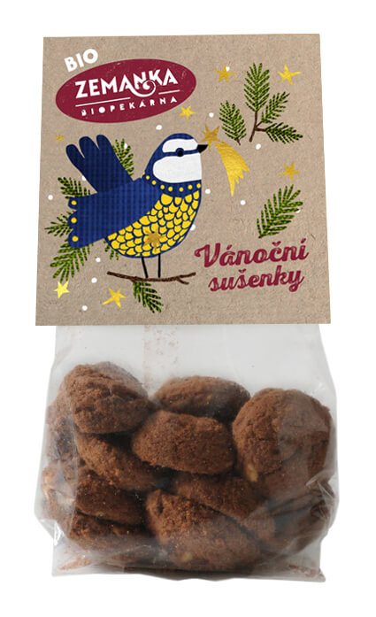 Biopekárna Zemanka Vánoční bio sušenky s vlašskými ořechy a kořením 100 g