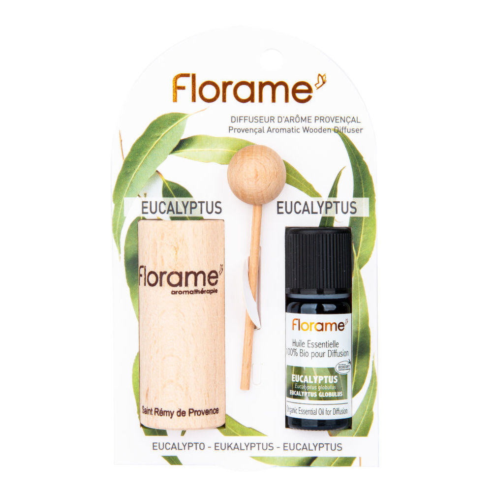 Difuzér provensálský dřevěný + éterický olej Eukalyptus 10 ml BIO   FLORAME Florame