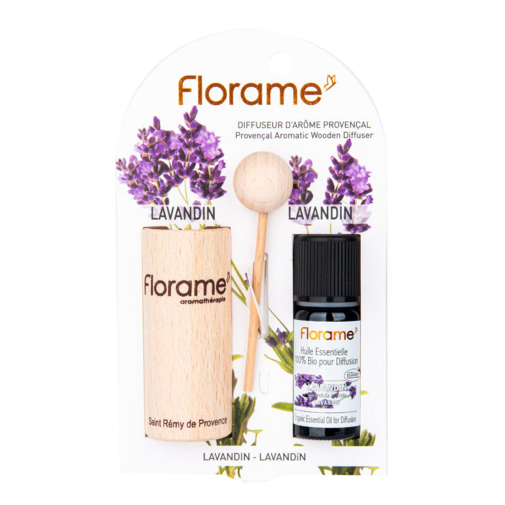 Difuzér provensálský dřevěný + éterický olej Lavandin 10 ml BIO   FLORAME Florame