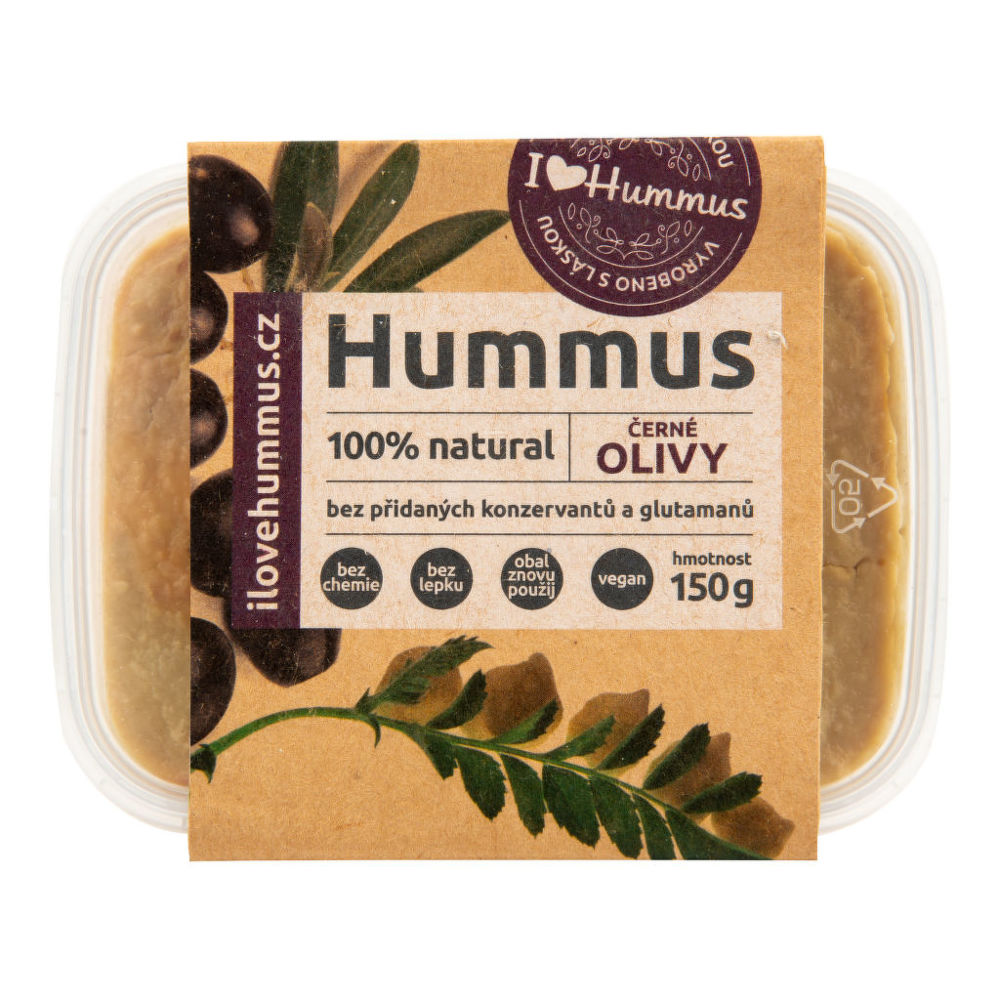 Hummus - cizrnová pomazánka s černými olivami 150 g   I LOVE HUMMUS I Love Hummus