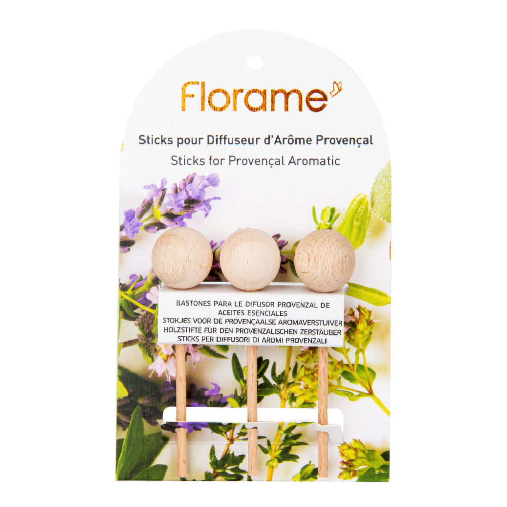 Náhradní tyčinky pro difuzér provensálský dřevěný 3 kusy   FLORAME Florame
