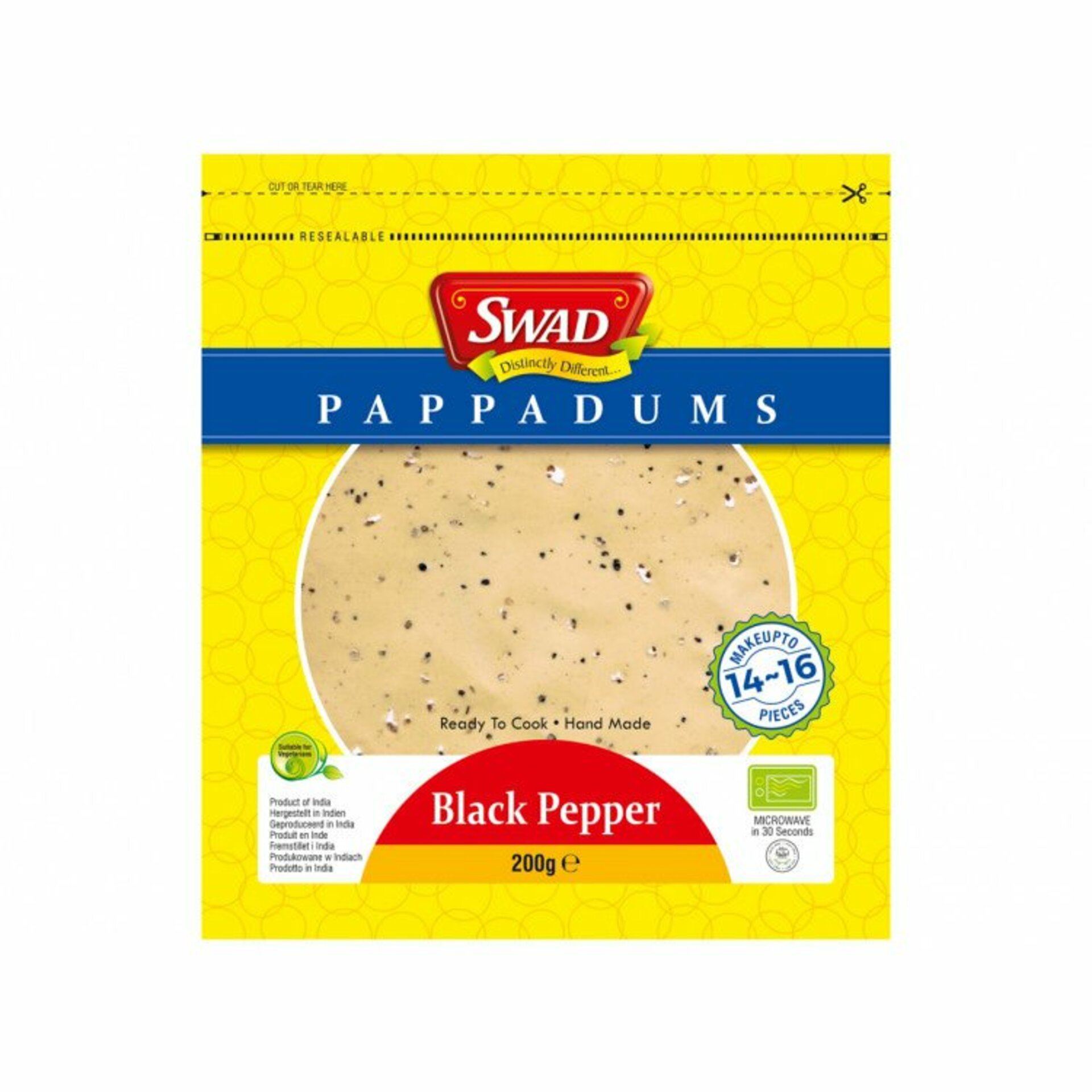 Swad Papadums Black Pepper 200 g