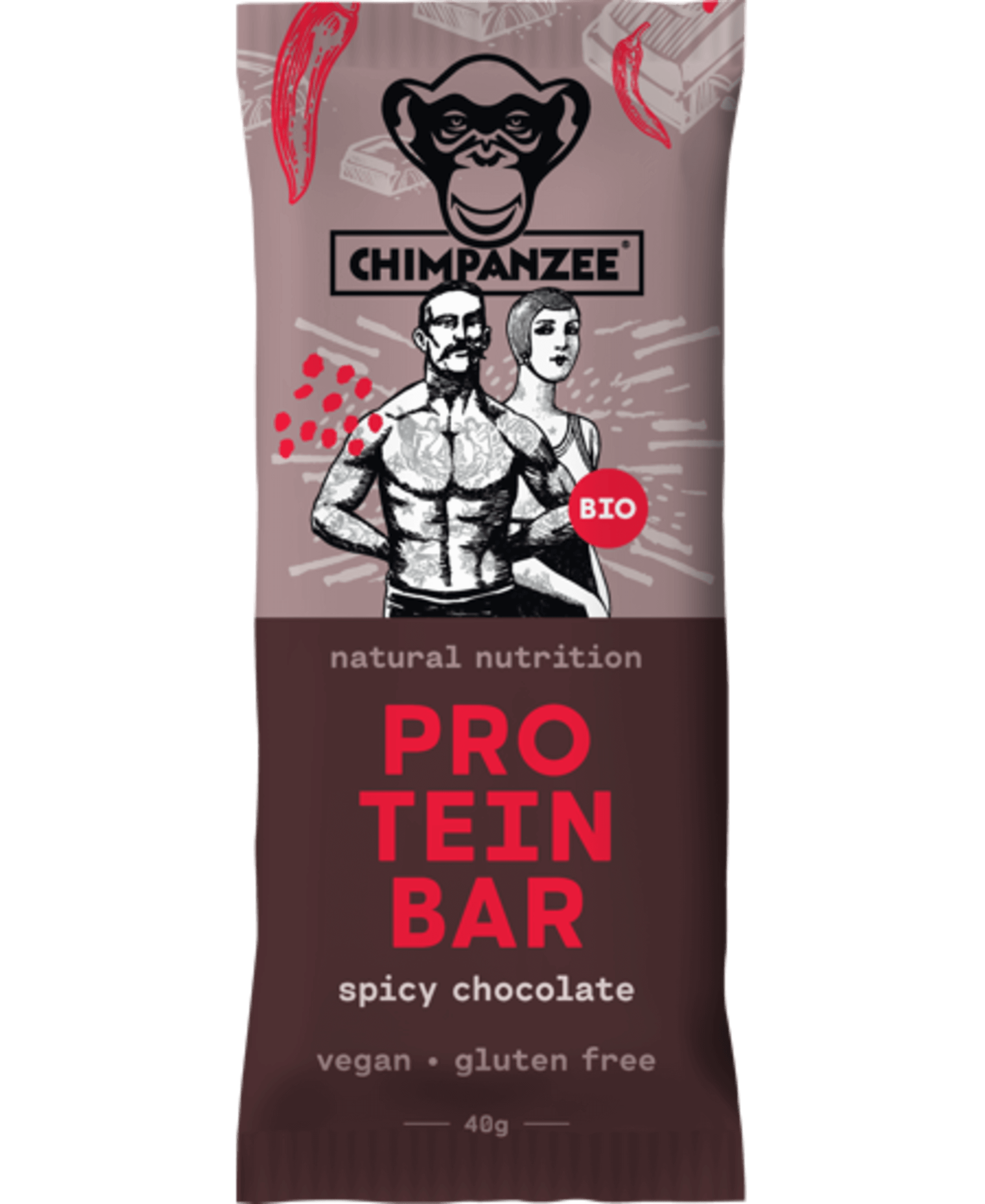 Chimpanzee Bio protein bar Spicy Chocolate 45 g - expirace