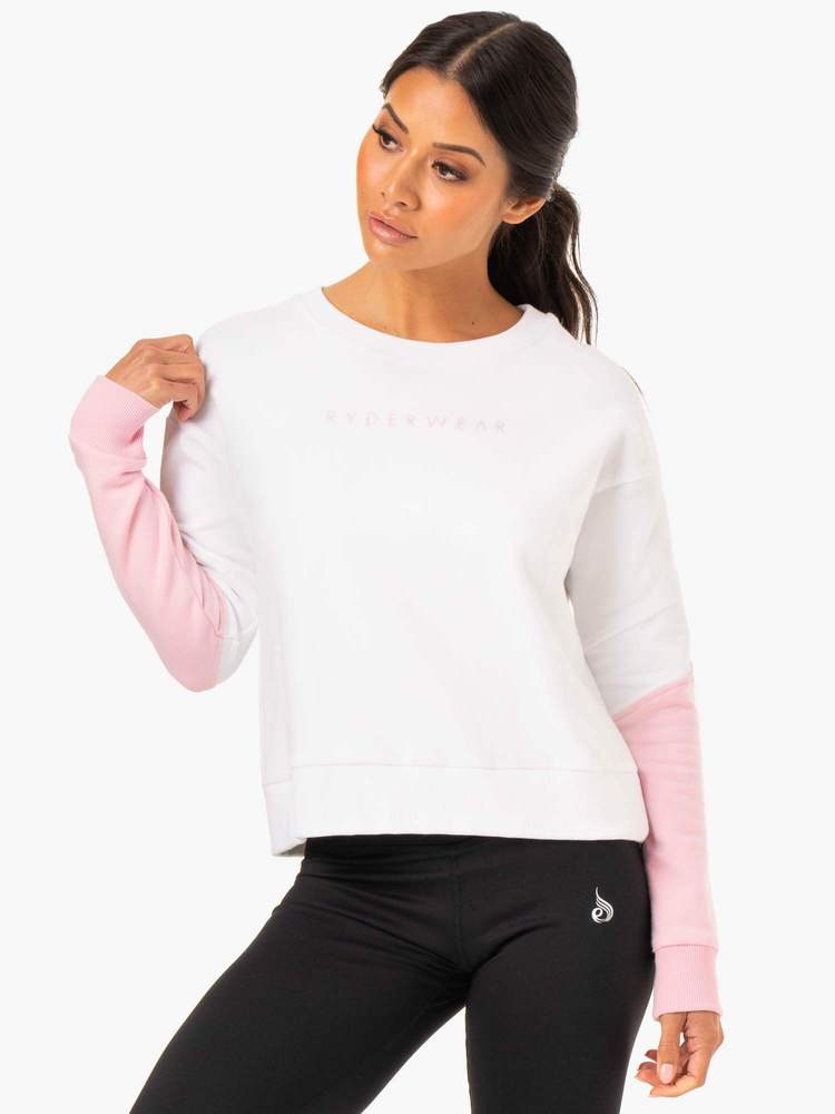 Dámská mikina Hybrid Pullover White Pink L - Ryderwear Ryderwear