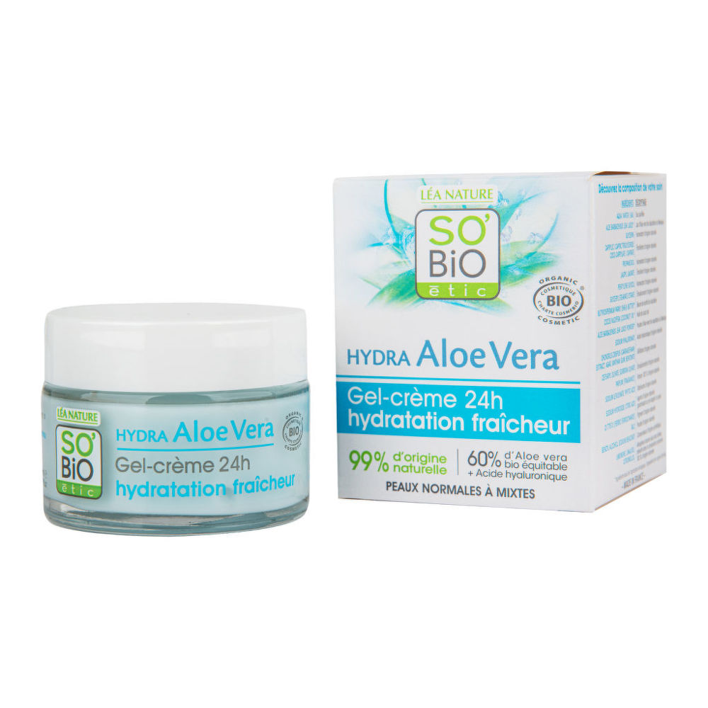 Gel-krém Aloe vera — hydratace a svěžest 24h — pro normální až smíšenou pleť 50 ml BIO   SO’BiO étic So’Bio étic