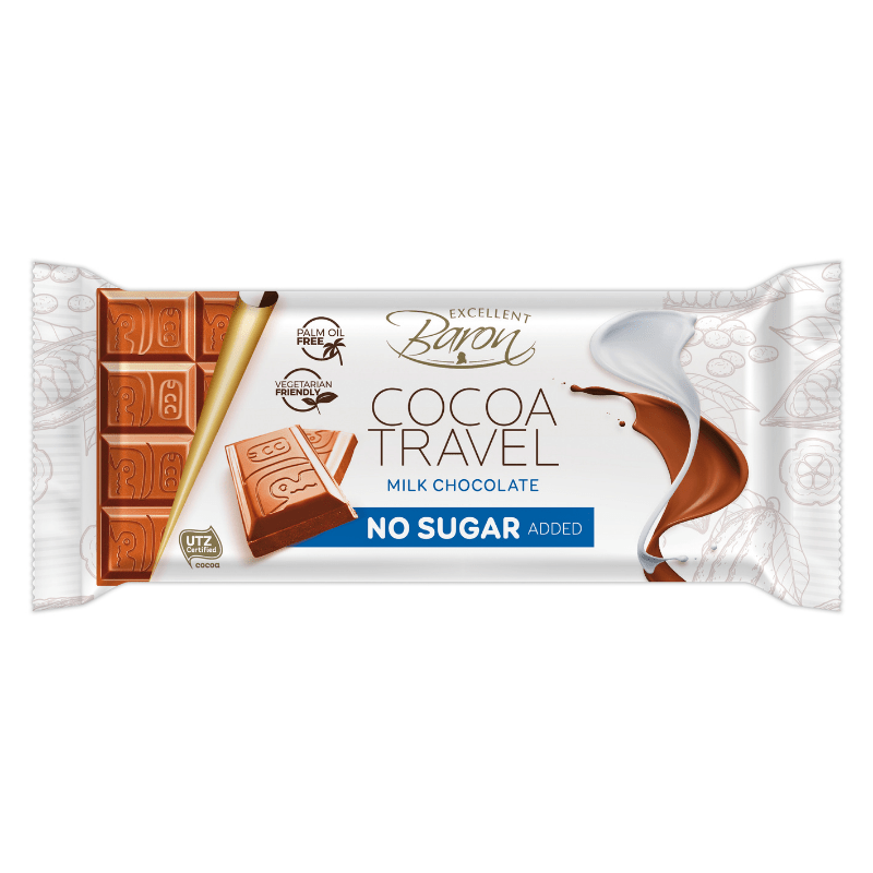 Mléčná čokoláda bez přidaného cukru Cocoa travel 90 g - Baron Baron