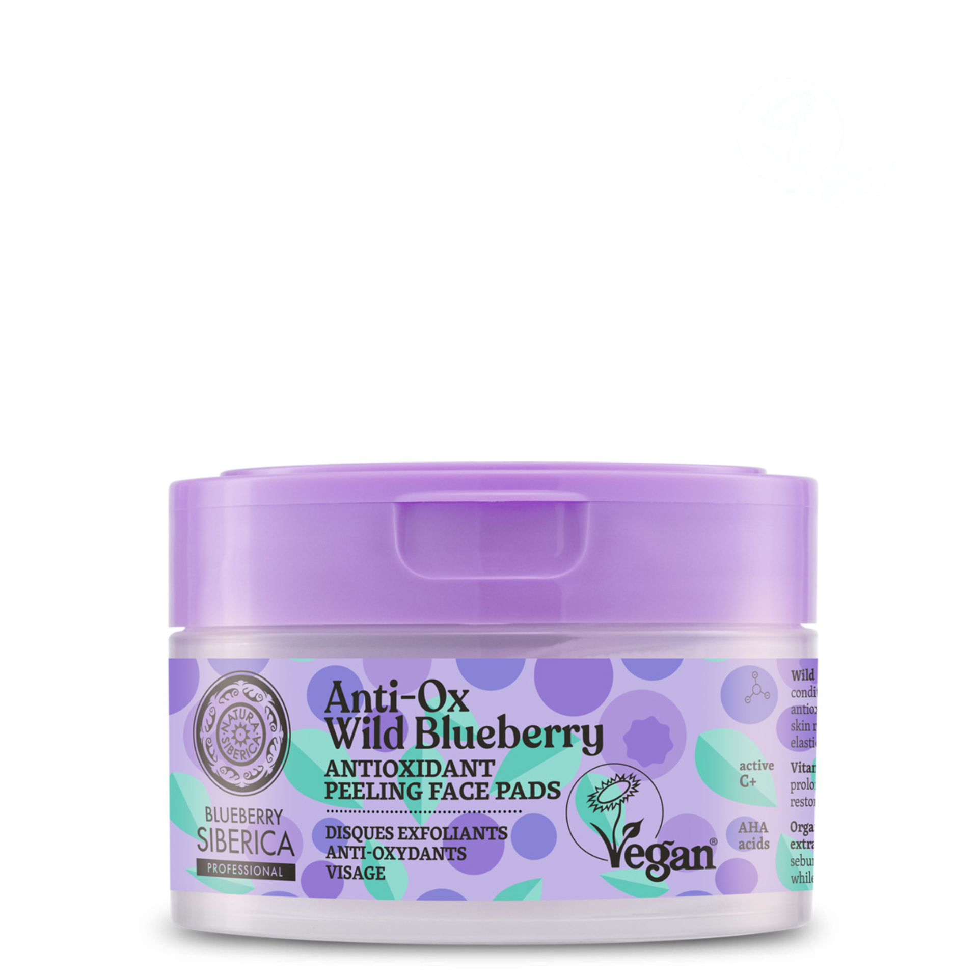 Natura Siberica Wild Blueberry Anti-OX Antioxidační peelingové pleťové tamponky 20 ks