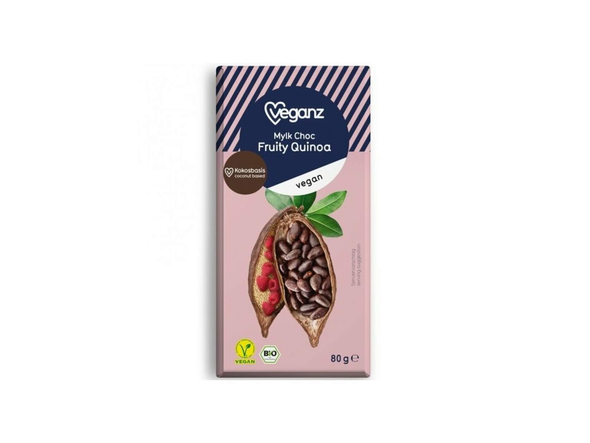 Veganz Kokosová čokoláda Fruity quinoa BIO 80 g - Duplikovaný