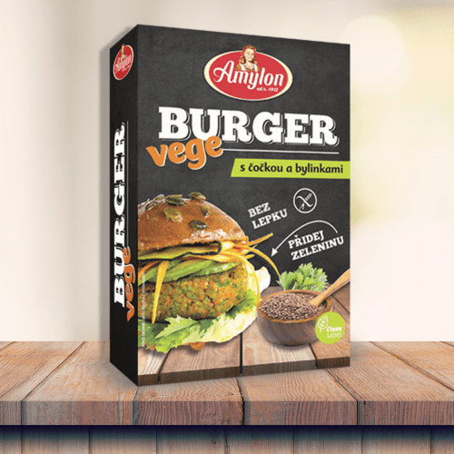 Vege Burger 125 g čočka s bezlepkovými bylinkami - Amylon Amylon