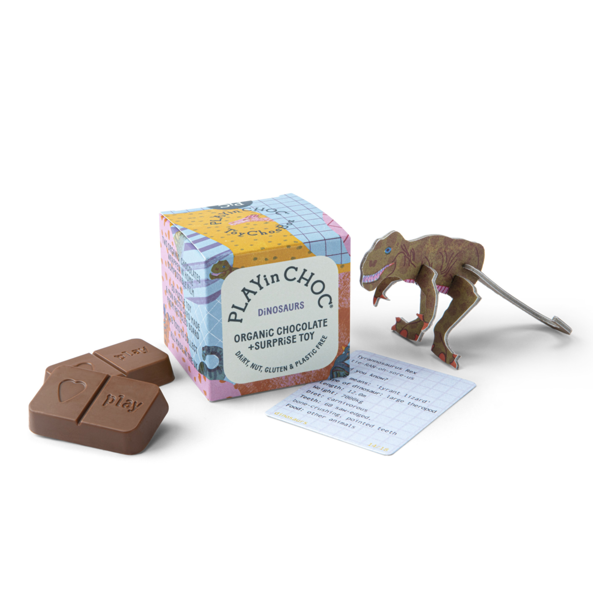 PLAYin CHOC Čokoláda s hračkou Dinosauři BIO 1 ks - expirace