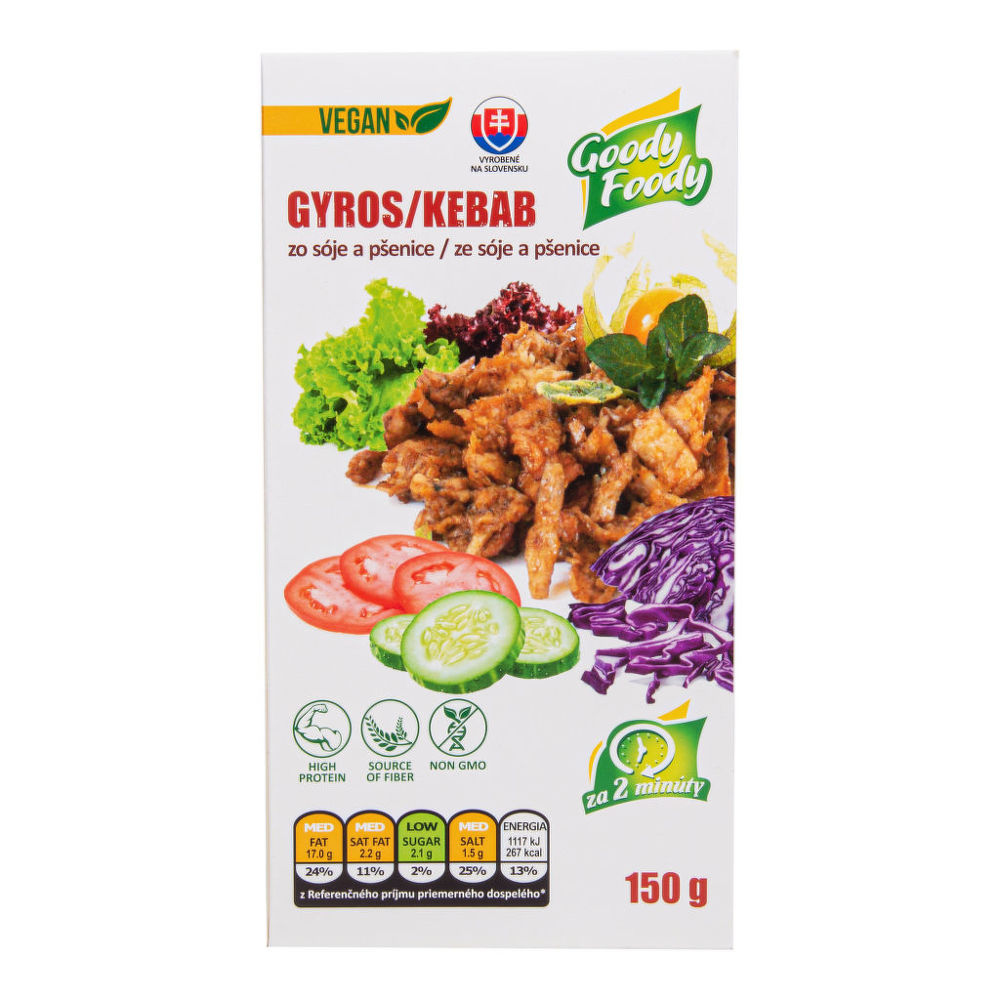Vegetariánská alternativa gyros & kebab 150 g   GOODY FOODY GOODY FOODY