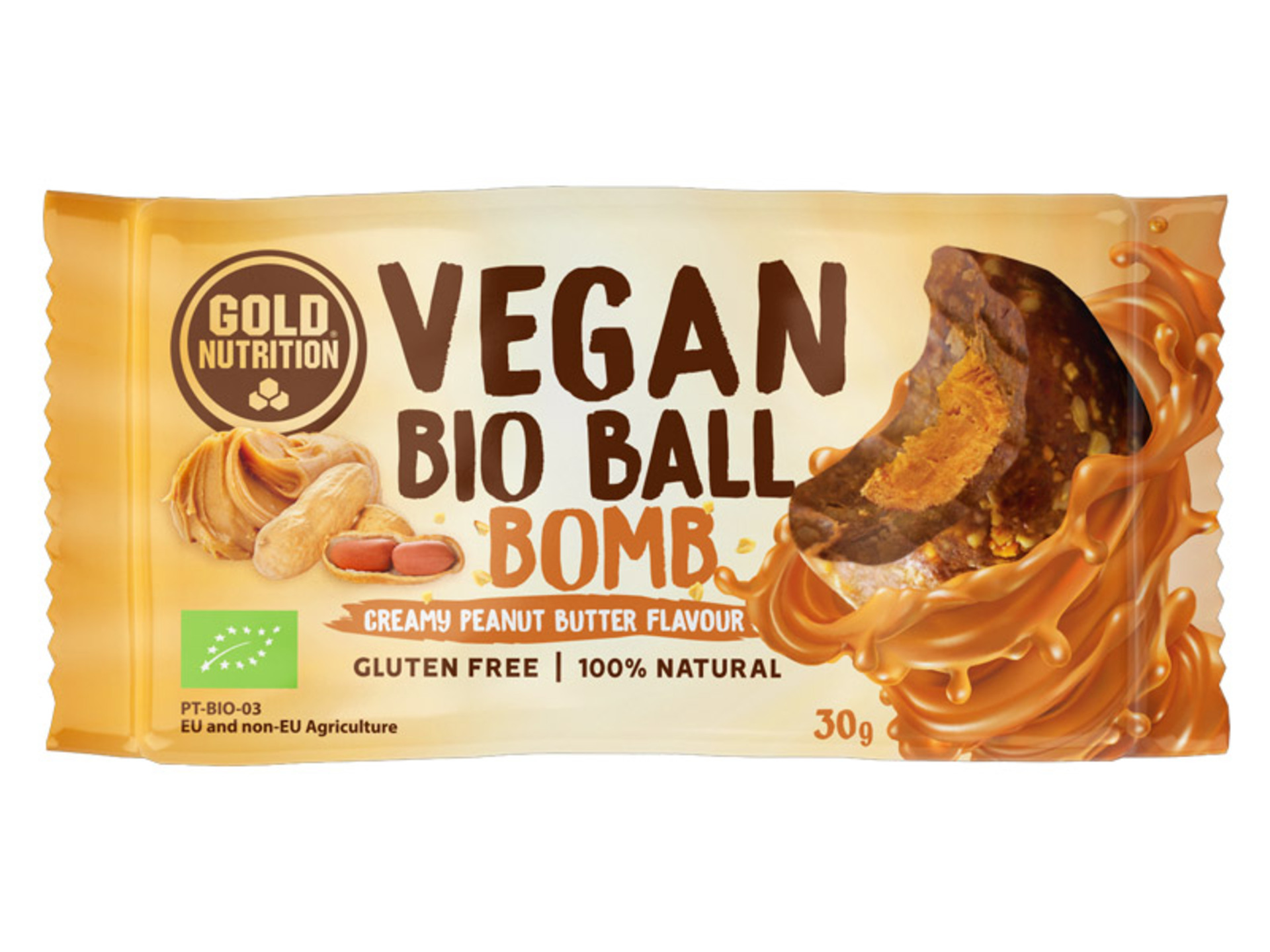 Gold Nutrition Vegan ball bomb arašídové máslo BIO 30 g - expirace