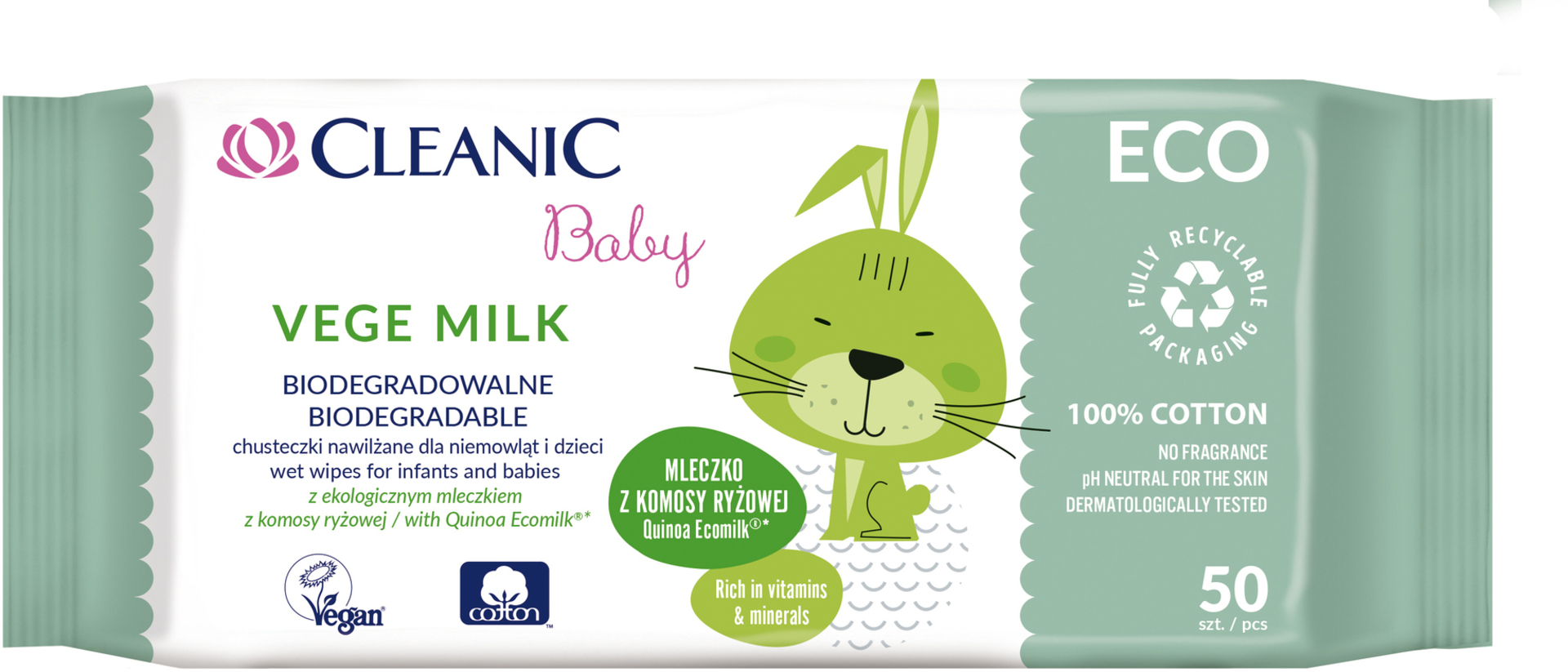 Cleanic baby ECO Quinoa eco milk 50 pcs expirace