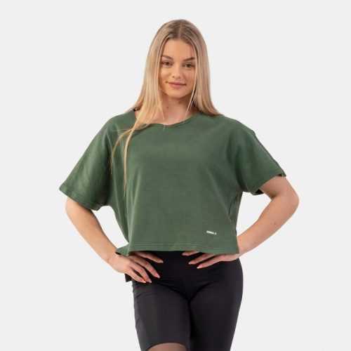 Dámské tričko The Minimalist Crop Top Dark Green XS/S - NEBBIA NEBBIA