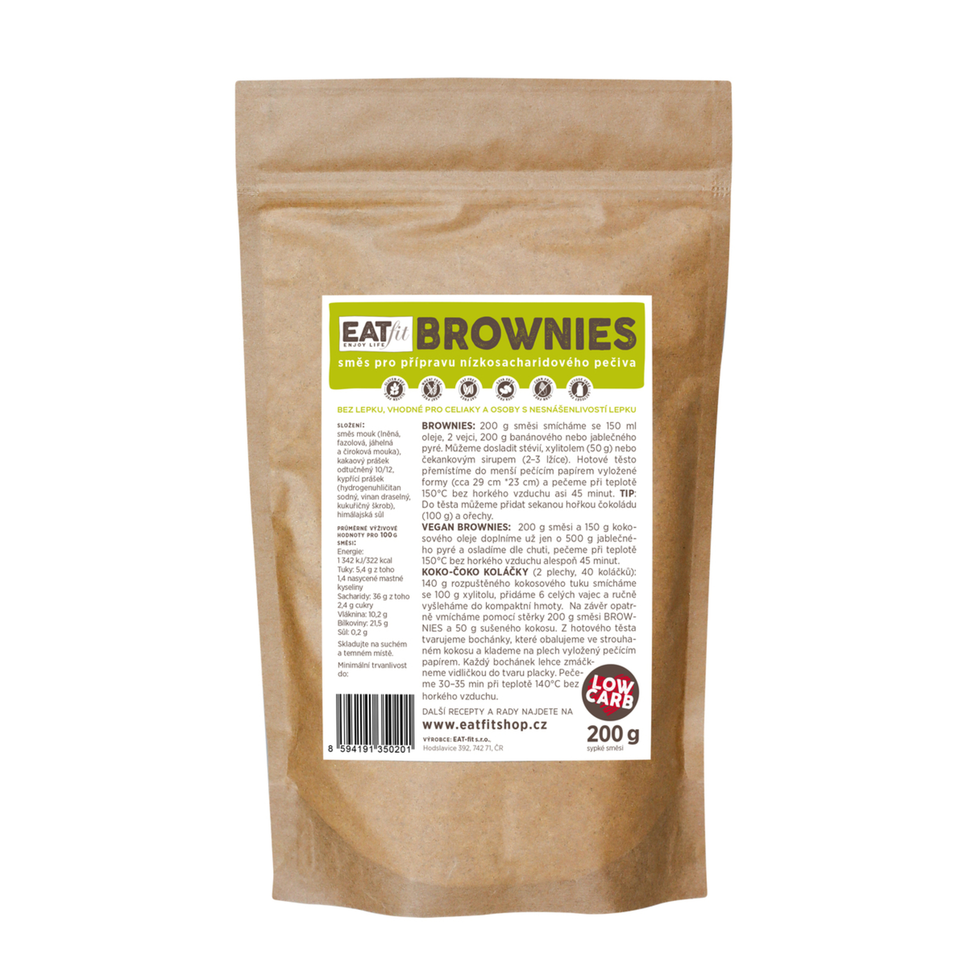 EATfit Bezlepková směs BROWNIES 200 g expirace
