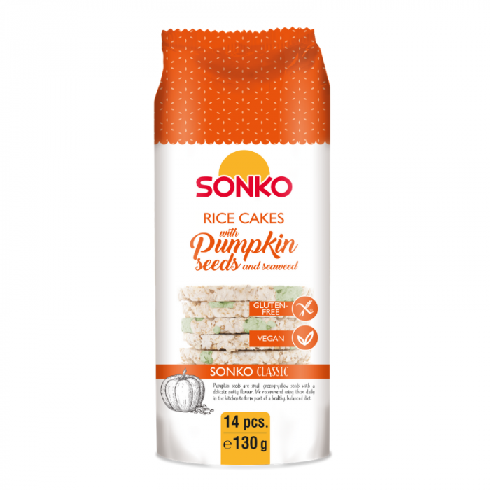 Rýžové chlebíčky s dýňovými semínky a mořskými řasami 130 g - SONKO SONKO