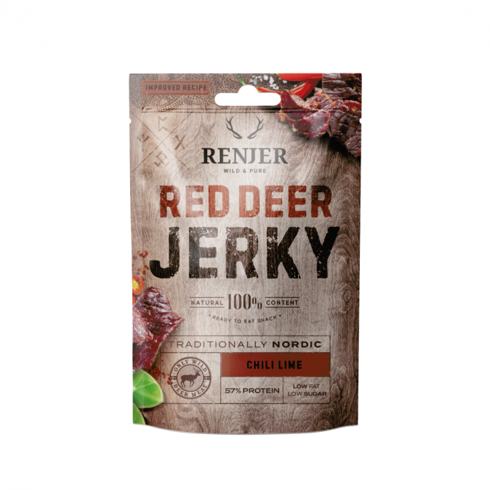 Sušené jelení maso Deer Jerky 12 x 25 g chilli a limetka - Renjer Renjer