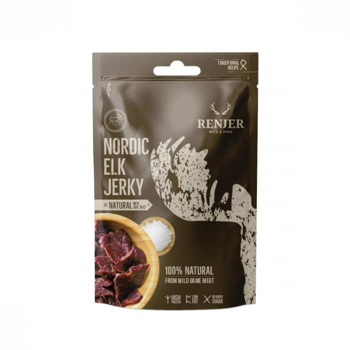 Sušené losí maso Elk Jerky 12 x 25 g mořská sůl - Renjer Renjer