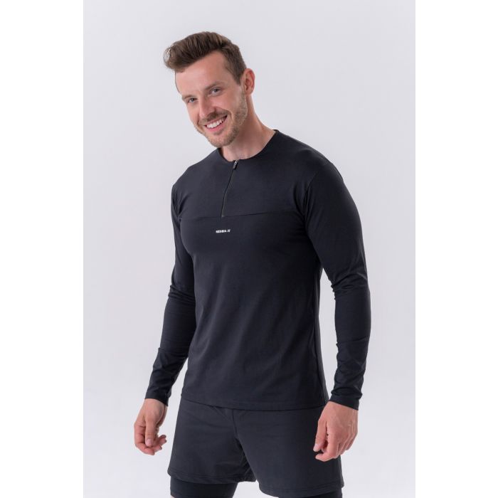 Pánské tričko Long-Sleeve Layer Up Black XL - NEBBIA NEBBIA