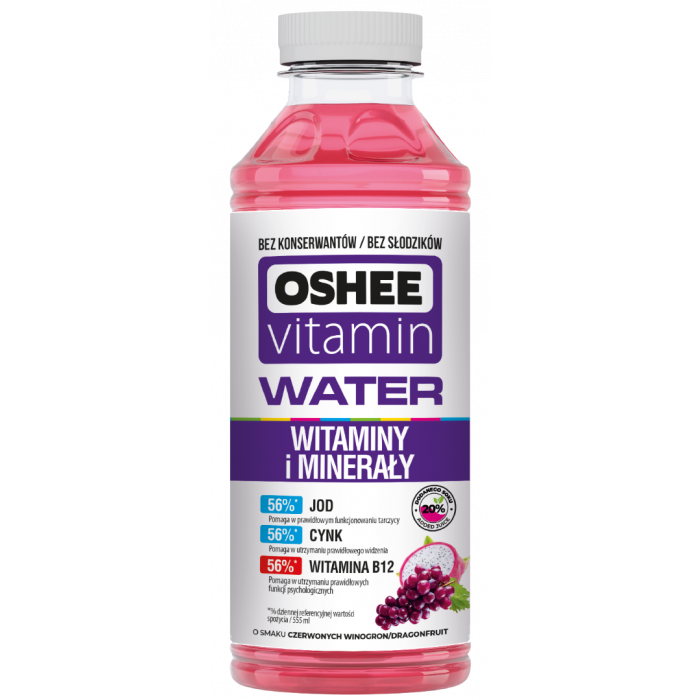 Vitamínová voda s minerálními látkami 555 ml červené hrozny / dragon fruit - OSHEE OSHEE