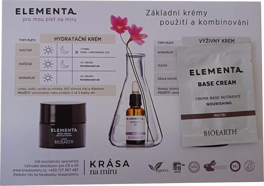 Bioearth Elementa Základní výživný krém 2 ml