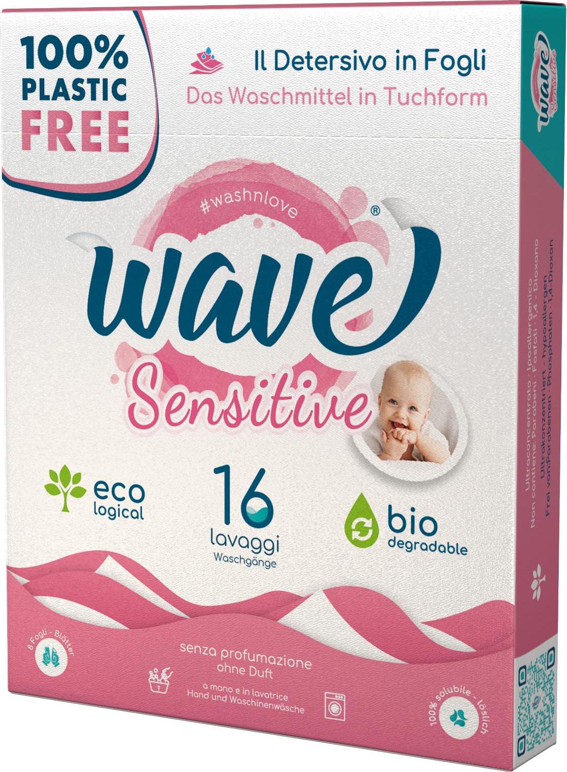 Wave Prací proužky bez vůně Sensitive na 16 praní 16 praní