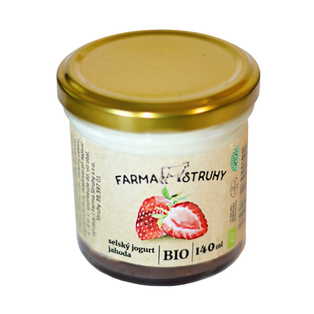 Jogurt selský jahoda 140 g BIO   FARMA STRUHY Farma Struhy