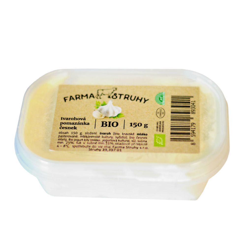 Pomazánka tvarohová s česnekem 150 g BIO   FARMA STRUHY Farma Struhy