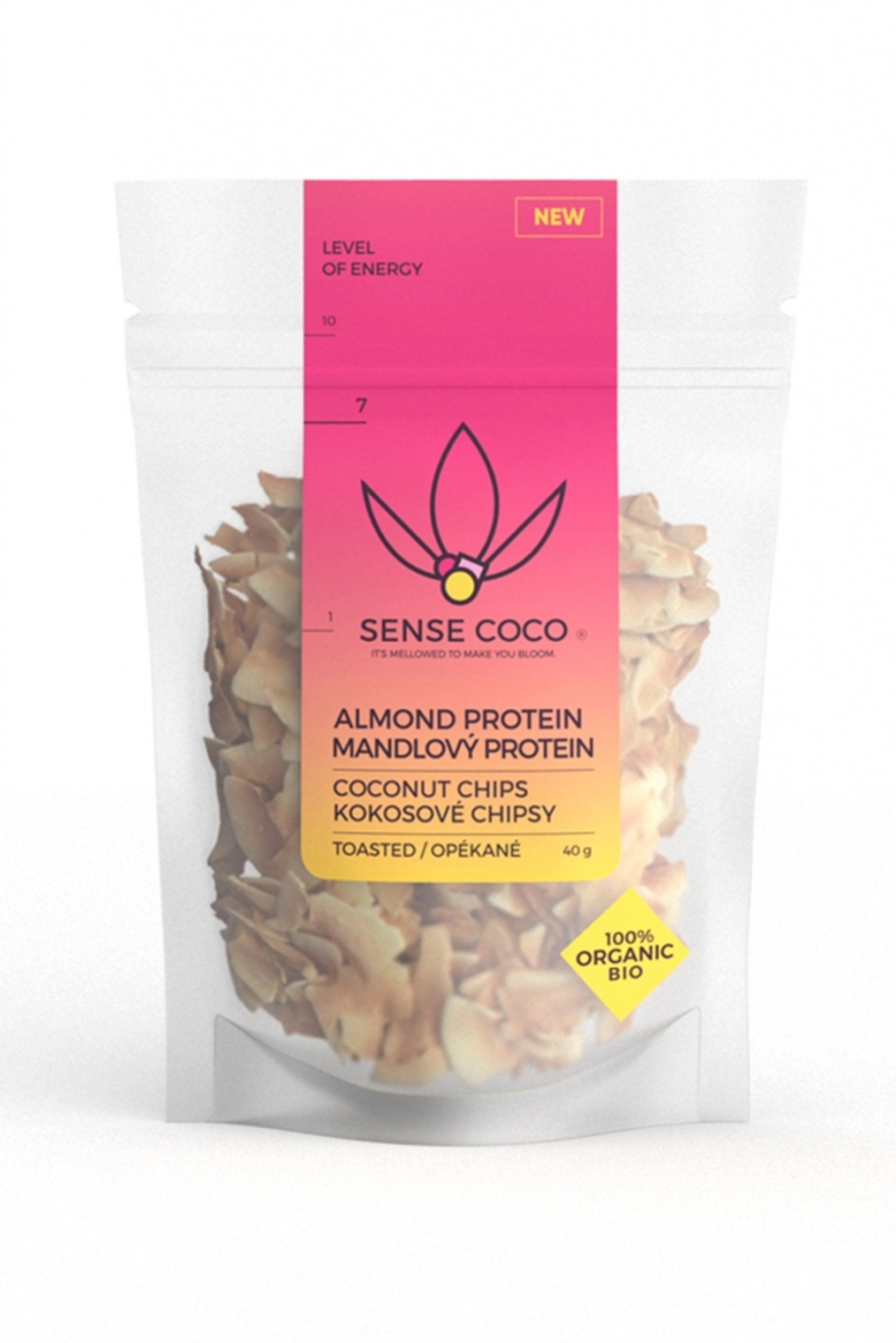 Sense Coco Bio kokosové chipsy proteinové mandlové 40 g expirace